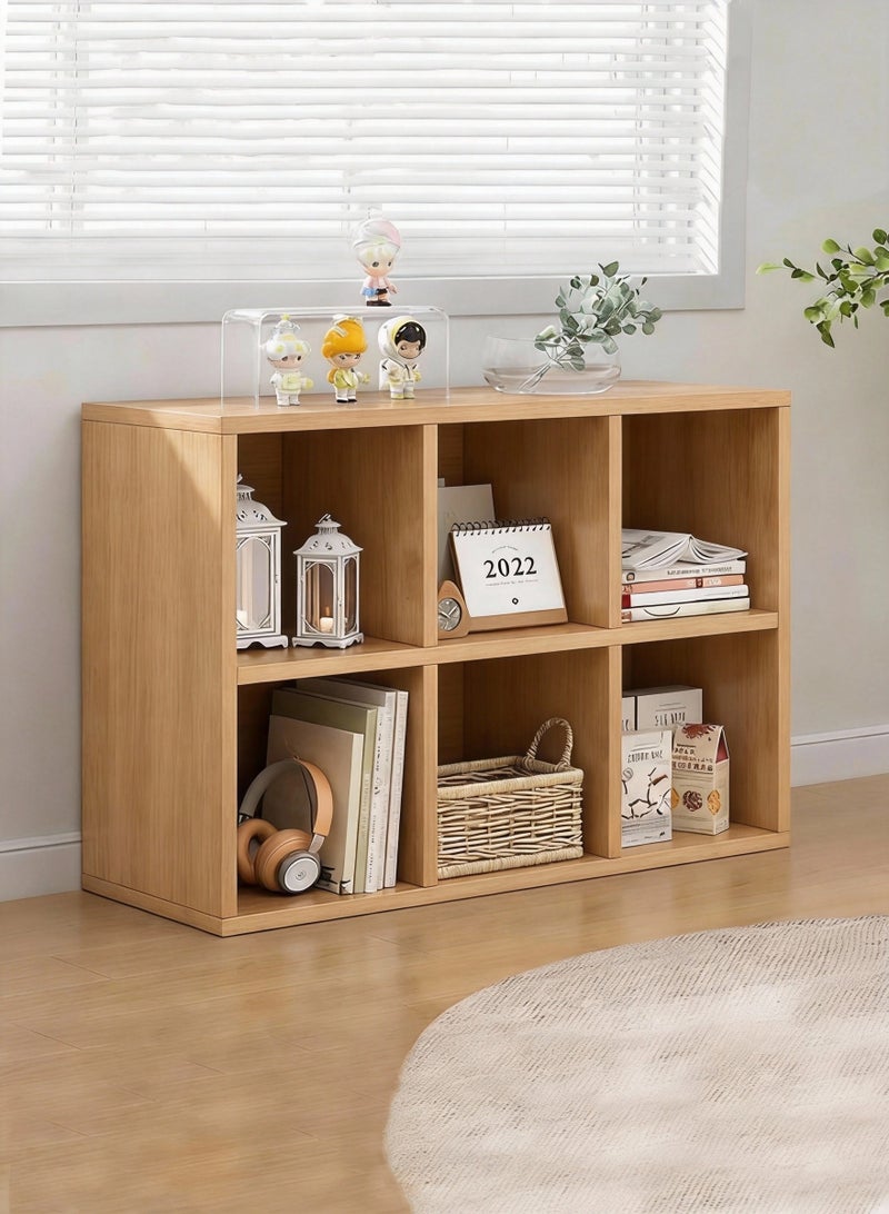 كوزينيست مكتبة خشبية بستة مكعبات بلون الخشب الطبيعي، رف تخزين مفتوح قائم بذاته لغرفة المعيشة والنوم وغرفة الأطفال - Image 1